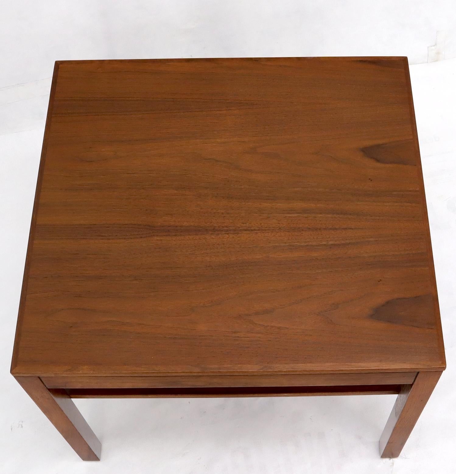 EstablishedLines Mid-Century Modern Walnut Rectangle Two Tier End Table