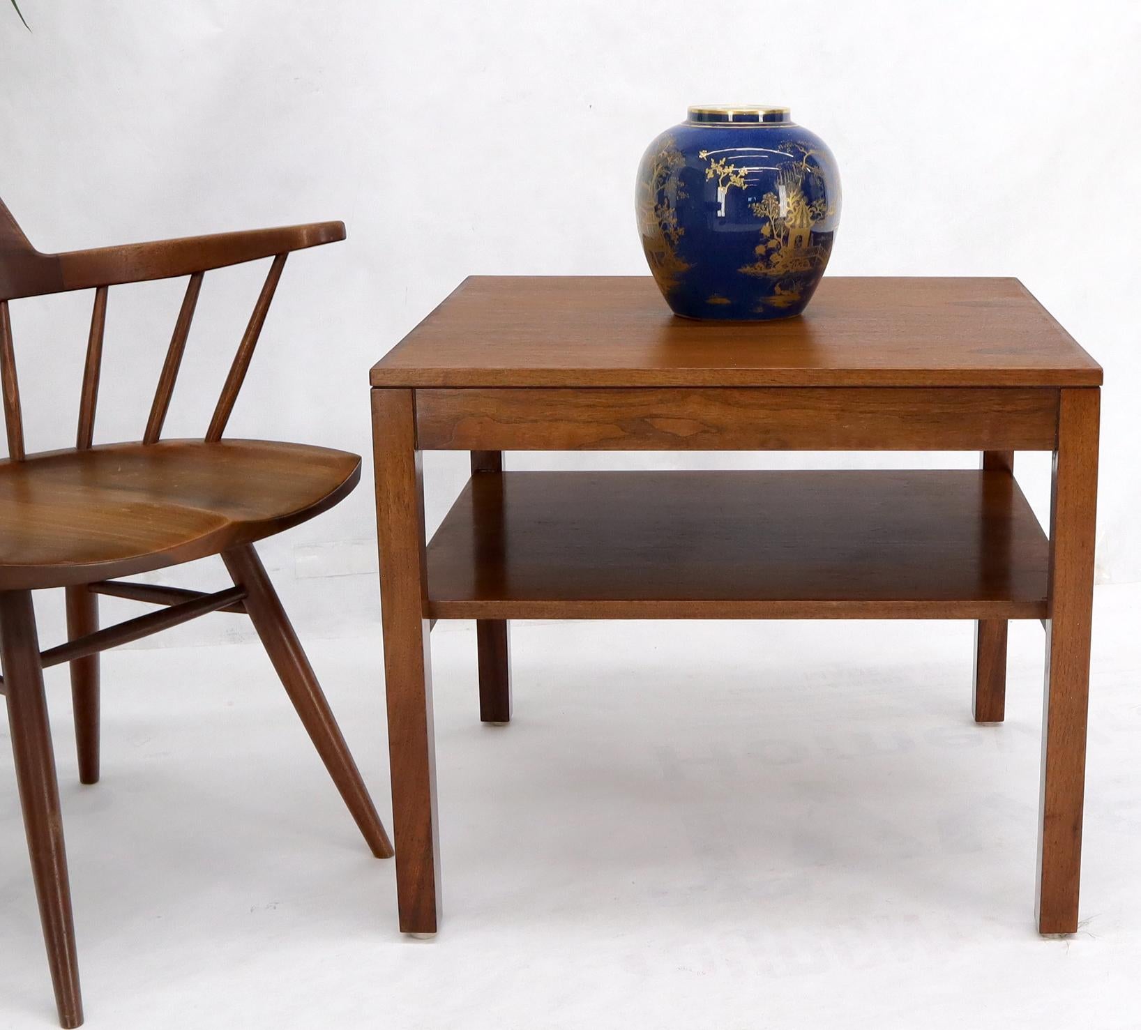 EstablishedLines Mid-Century Modern Walnut Rectangle Two Tier End Table