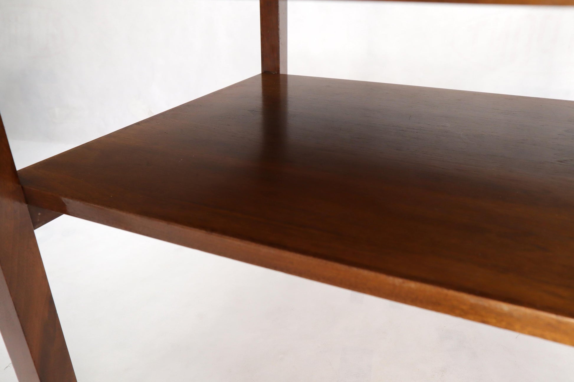EstablishedLines Mid-Century Modern Walnut Rectangle Two Tier End Table