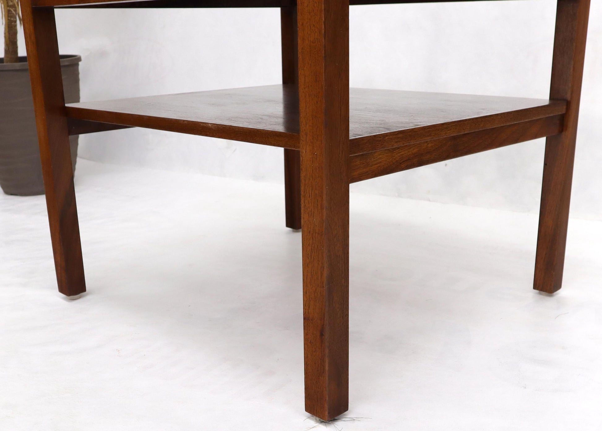 EstablishedLines Mid-Century Modern Walnut Rectangle Two Tier End Table