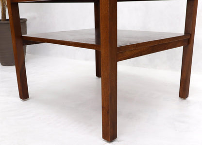 EstablishedLines Mid-Century Modern Walnut Rectangle Two Tier End Table