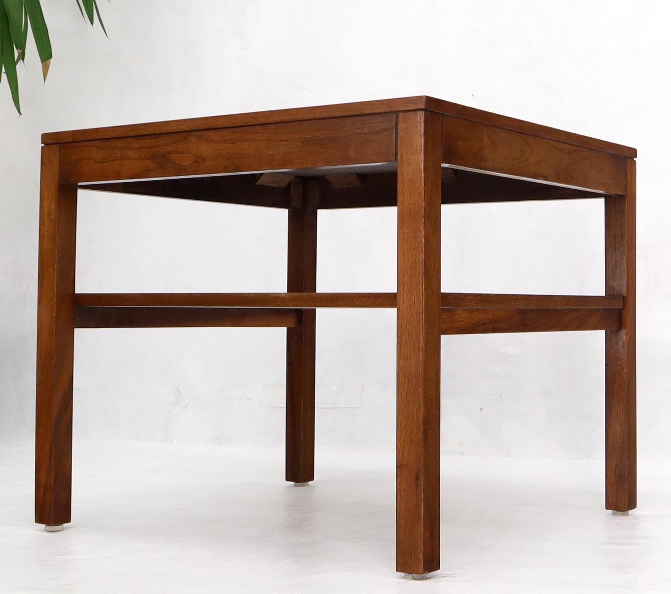 EstablishedLines Mid-Century Modern Walnut Rectangle Two Tier End Table