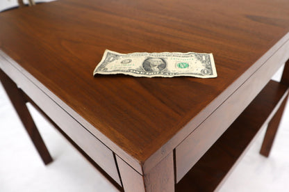 EstablishedLines Mid-Century Modern Walnut Rectangle Two Tier End Table