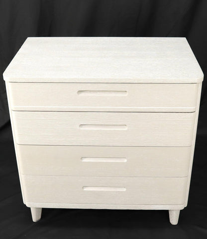 EstablishedLines Pair of Restored Solid Oak Cerused White & Grey Finish 4 Drawers Bachelor Chests
