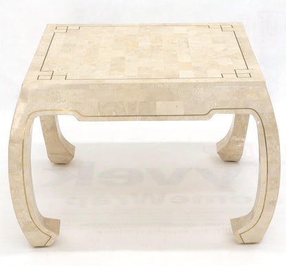 EstablishedLines Tessellated Stone Veneer Brass Inlay Square Occasional Coffee Side Table