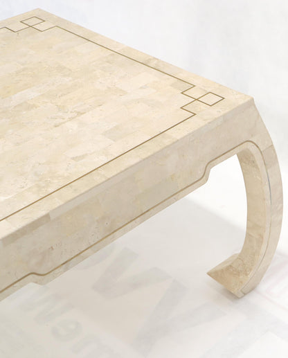 EstablishedLines Tessellated Stone Veneer Brass Inlay Square Occasional Coffee Side Table