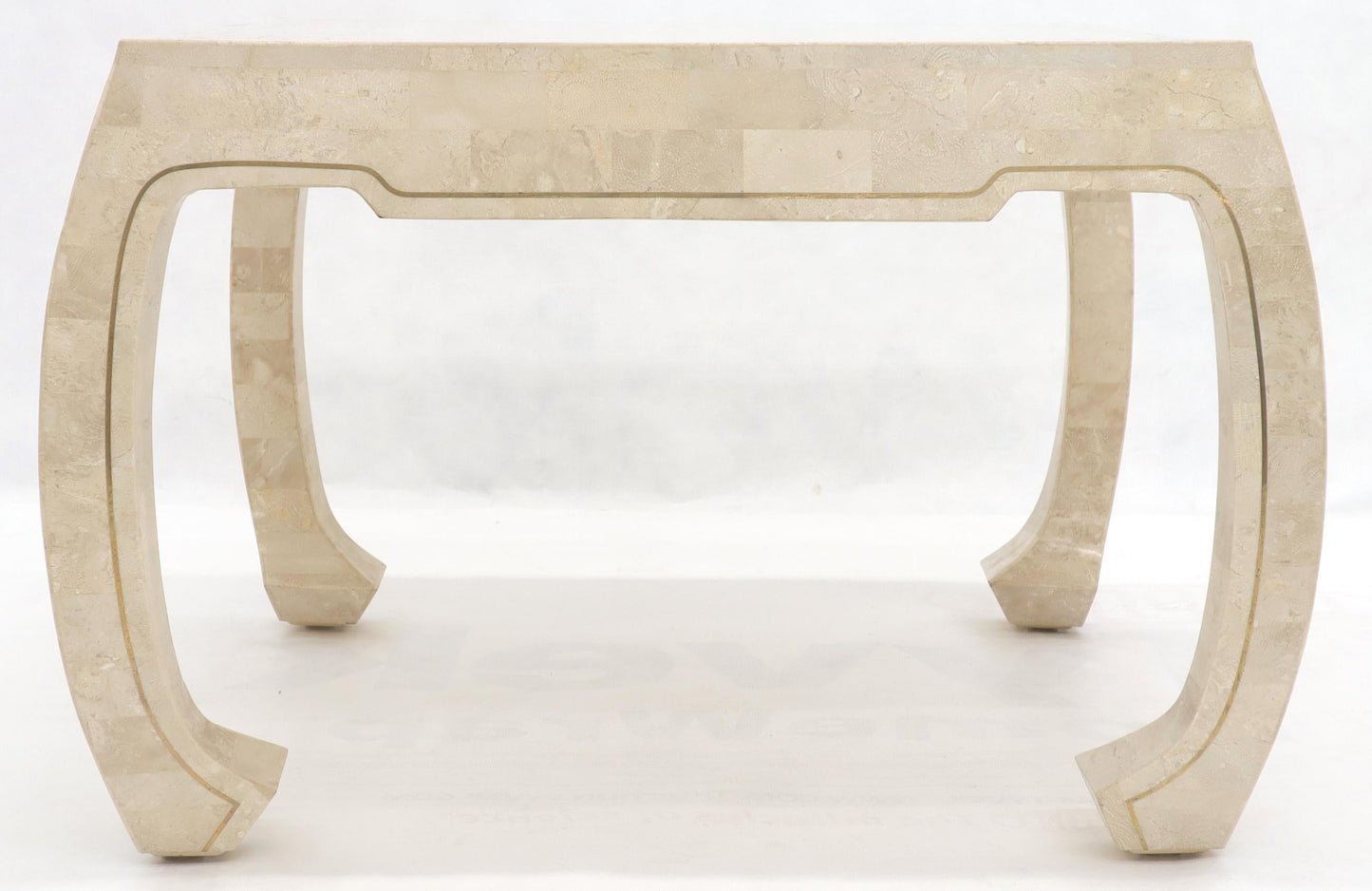 EstablishedLines Tessellated Stone Veneer Brass Inlay Square Occasional Coffee Side Table