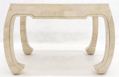 EstablishedLines Tessellated Stone Veneer Brass Inlay Square Occasional Coffee Side Table