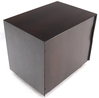 EstablishedLines Mid-Century Modern Cube Shape Compact Liquor Cabinet End Table Espresso Finish