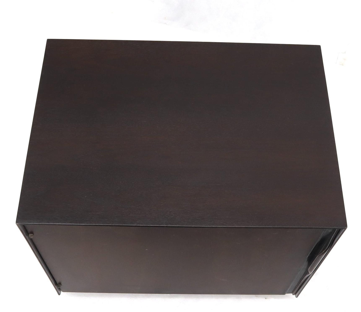 EstablishedLines Mid-Century Modern Cube Shape Compact Liquor Cabinet End Table Espresso Finish