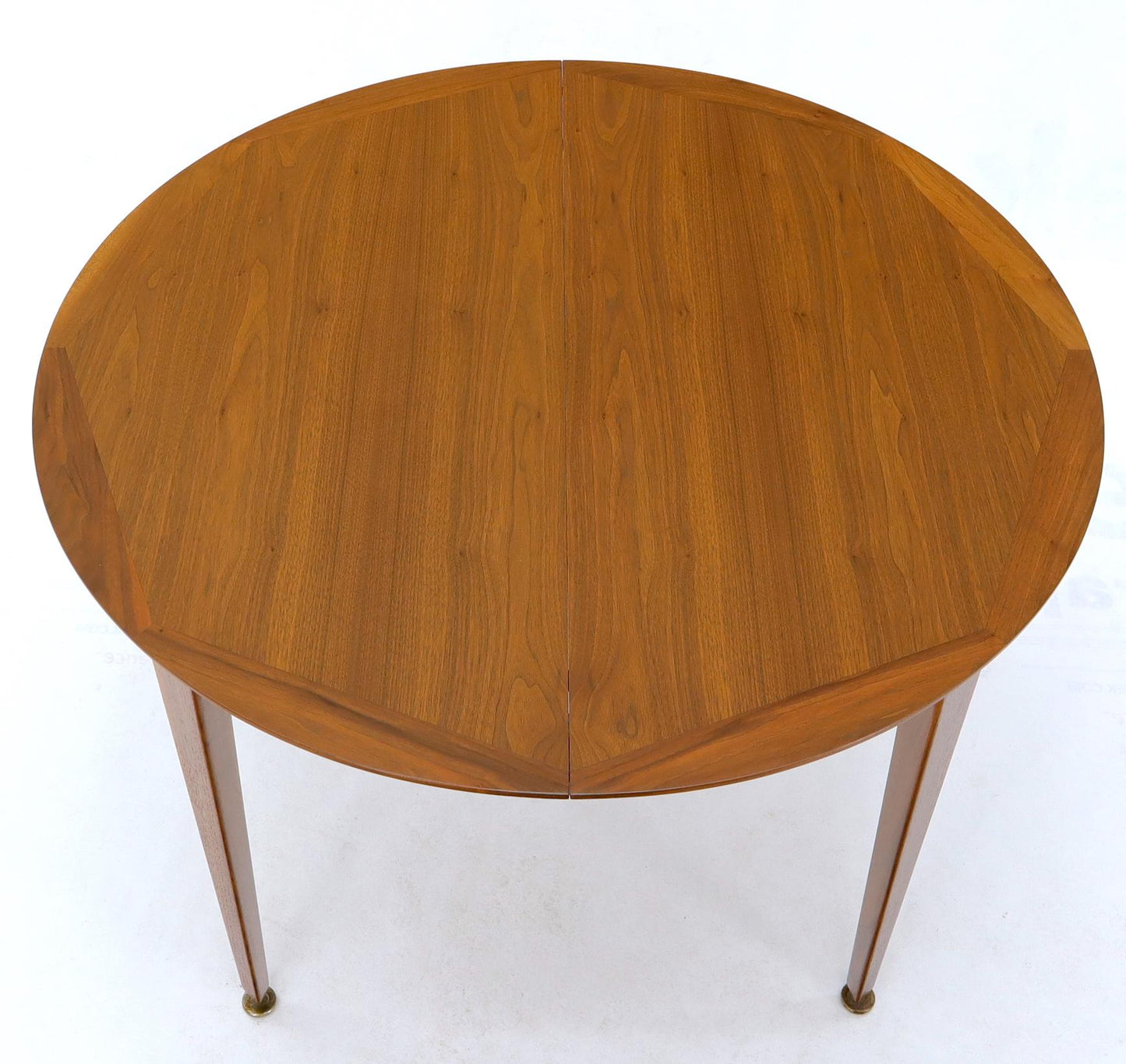 EstablishedLines Round Walnut Tapered Legs Dining Room Table with Two Extensions Boards