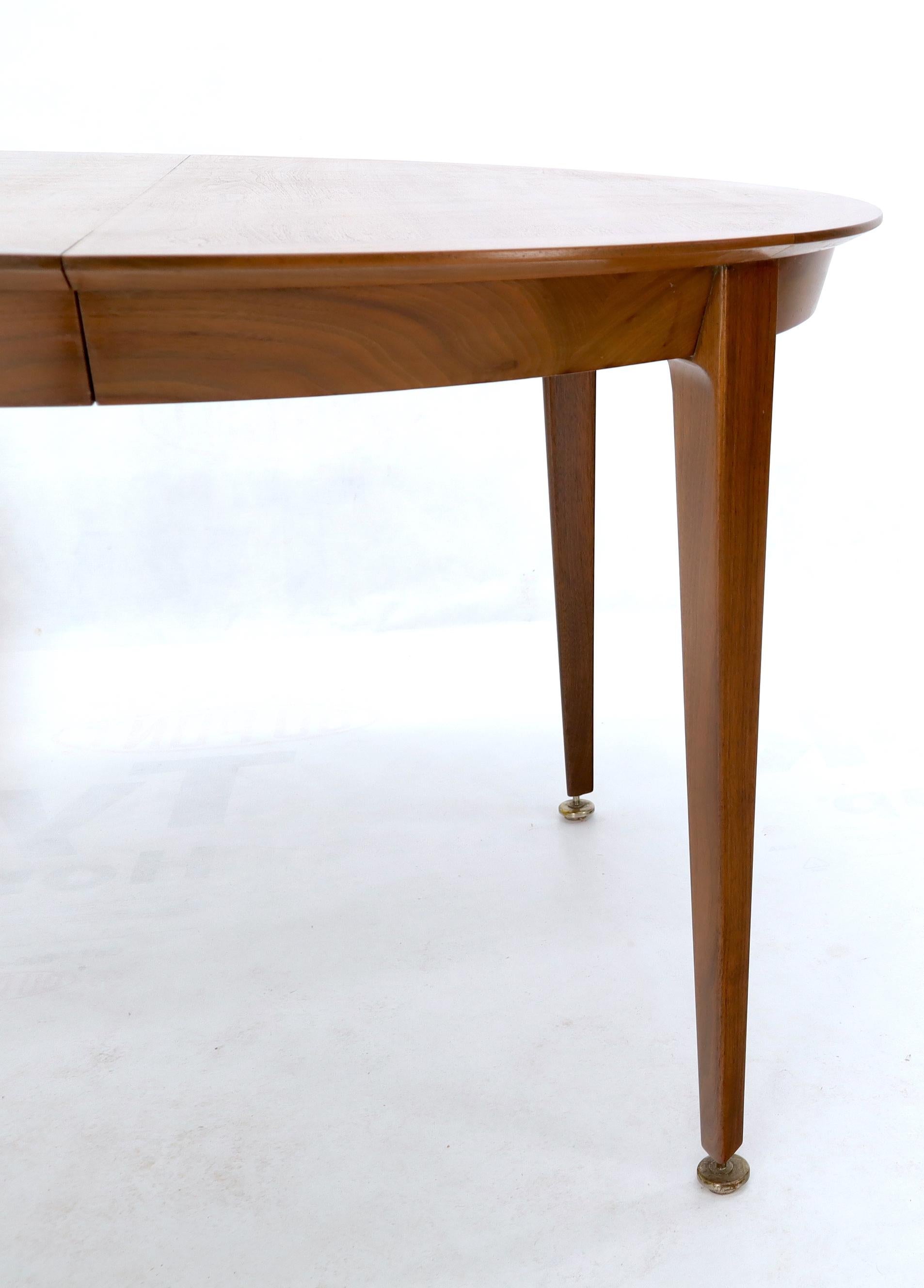 EstablishedLines Round Walnut Tapered Legs Dining Room Table with Two Extensions Boards