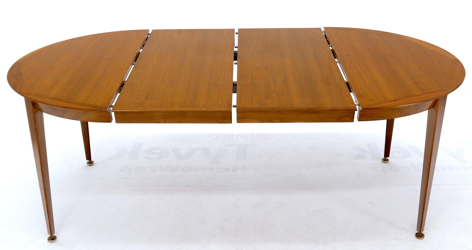 EstablishedLines Round Walnut Tapered Legs Dining Room Table with Two Extensions Boards