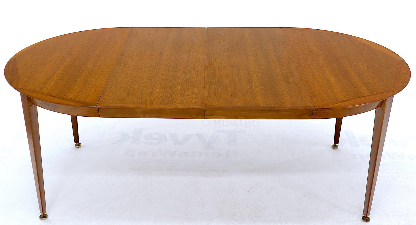EstablishedLines Round Walnut Tapered Legs Dining Room Table with Two Extensions Boards