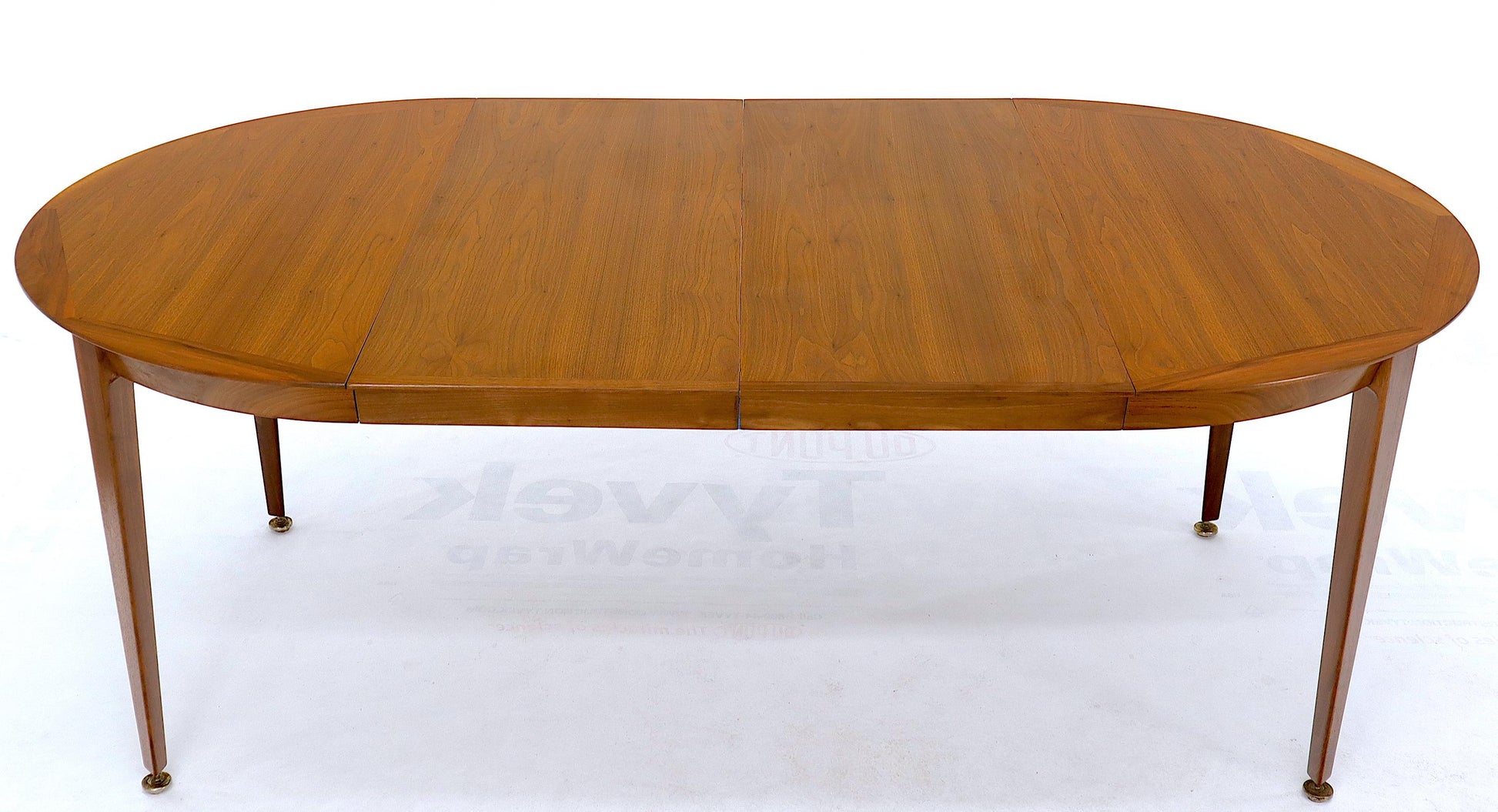 EstablishedLines Round Walnut Tapered Legs Dining Room Table with Two Extensions Boards