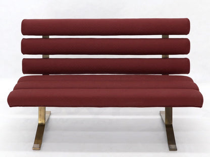 EstablishedLines Red Upholstery Bronze Base Bench Settee by Gerald McCabe