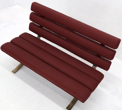 EstablishedLines Red Upholstery Bronze Base Bench Settee by Gerald McCabe