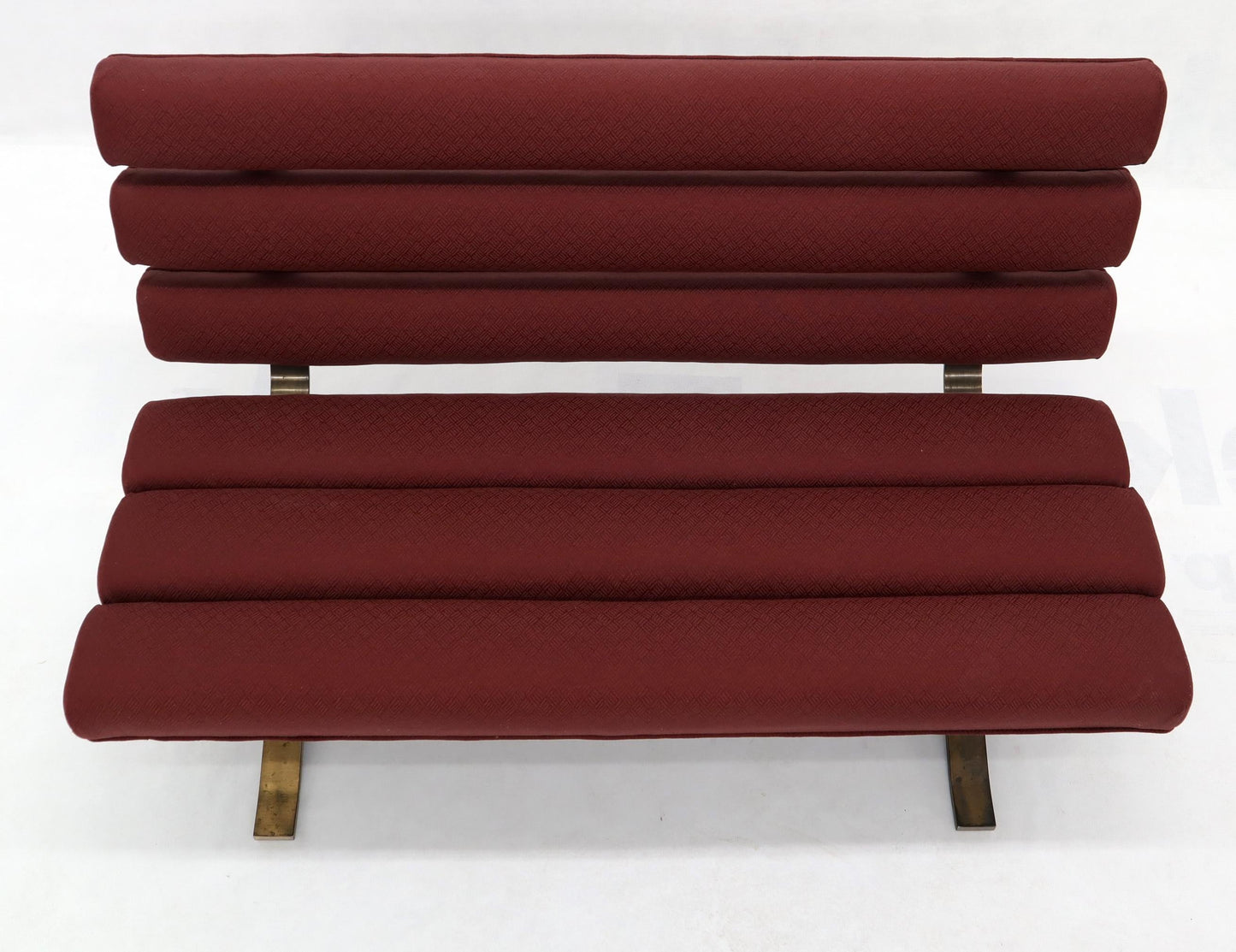EstablishedLines Red Upholstery Bronze Base Bench Settee by Gerald McCabe