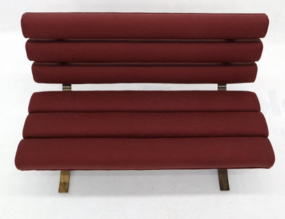EstablishedLines Red Upholstery Bronze Base Bench Settee by Gerald McCabe