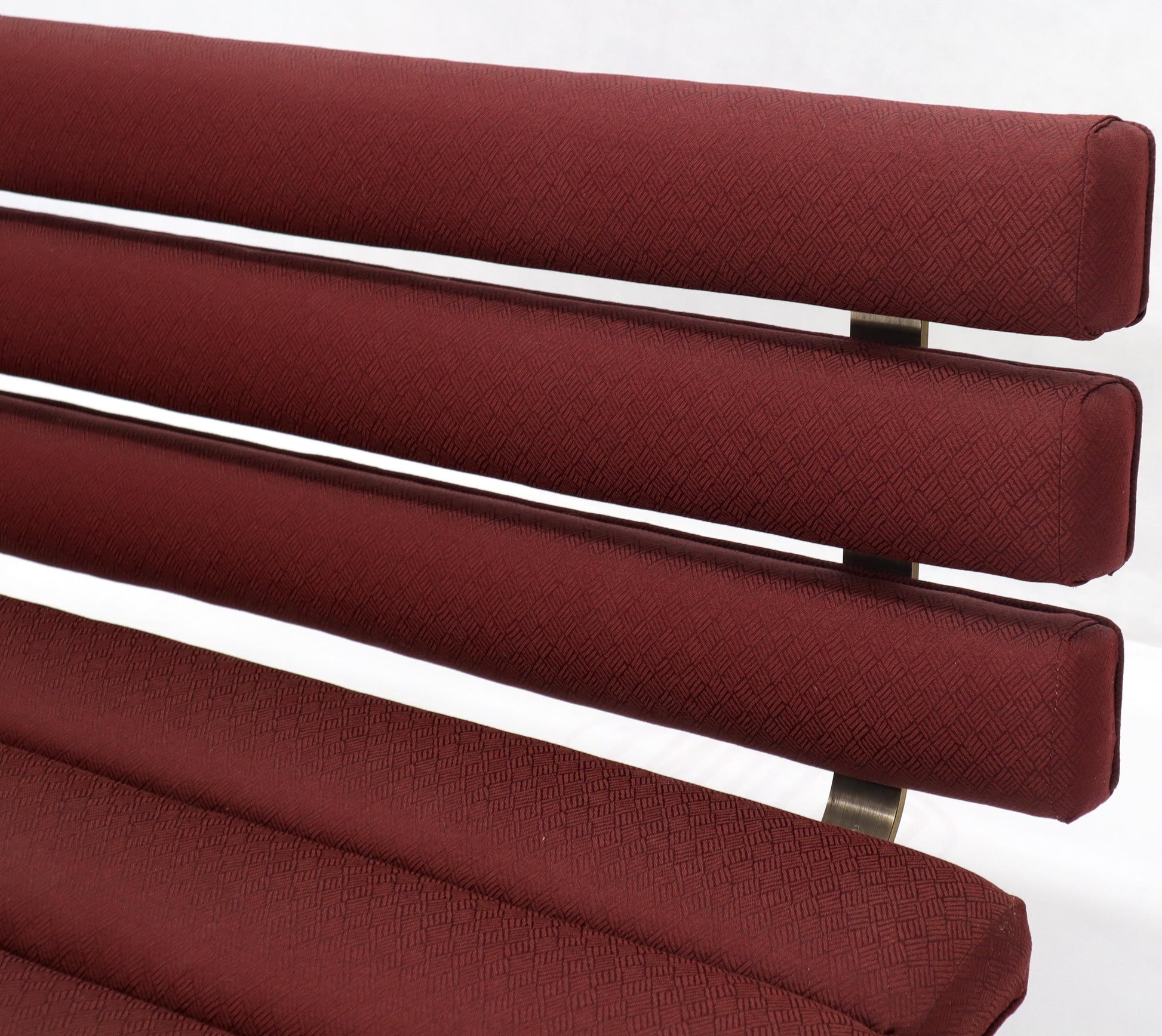 EstablishedLines Red Upholstery Bronze Base Bench Settee by Gerald McCabe