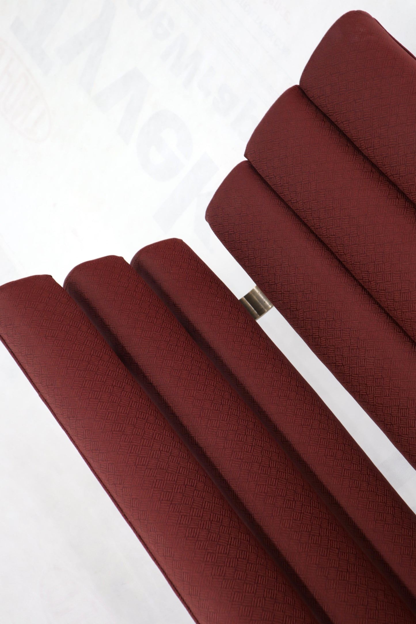 EstablishedLines Red Upholstery Bronze Base Bench Settee by Gerald McCabe