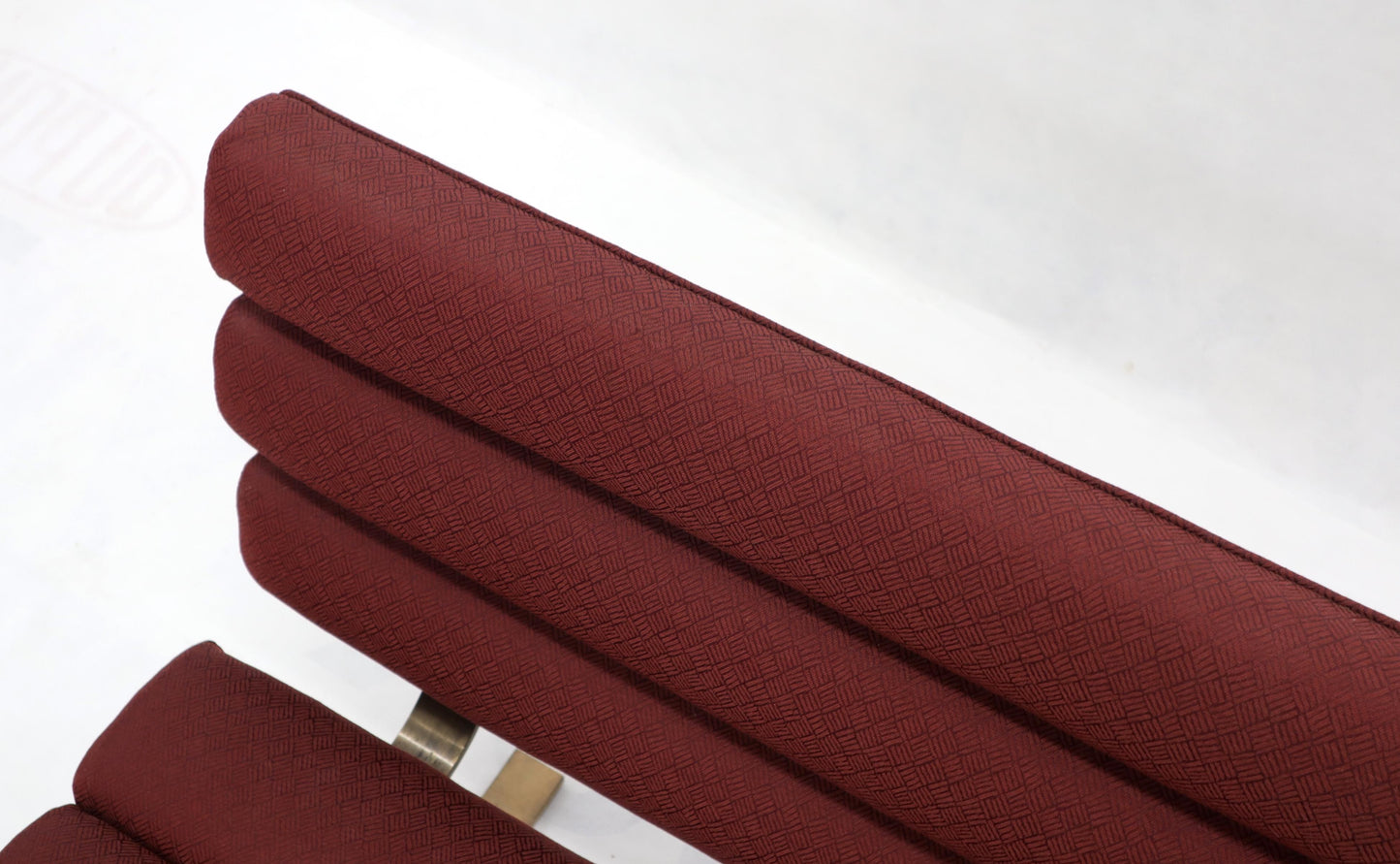 EstablishedLines Red Upholstery Bronze Base Bench Settee by Gerald McCabe