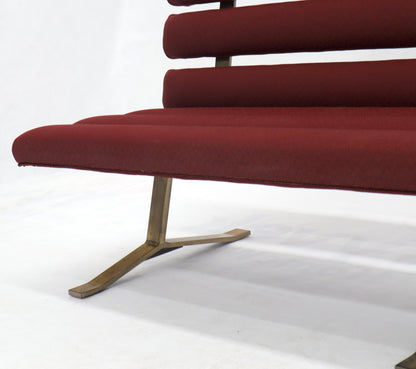 EstablishedLines Red Upholstery Bronze Base Bench Settee by Gerald McCabe