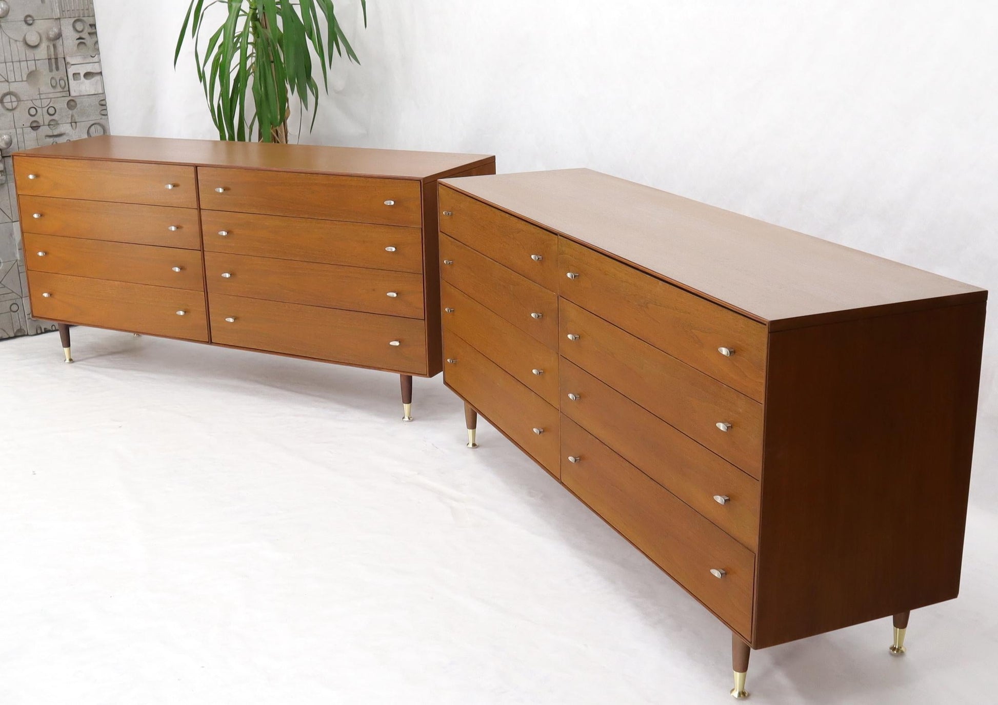 EstablishedLines Pair of Restored Long Walnut Dressers Credenzas