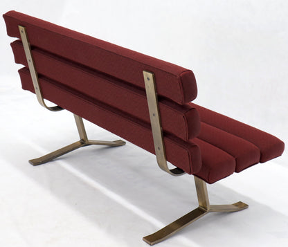 EstablishedLines Red Upholstery Bronze Base Bench Settee by Gerald McCabe