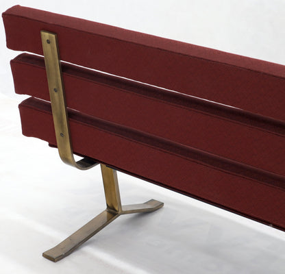 EstablishedLines Red Upholstery Bronze Base Bench Settee by Gerald McCabe
