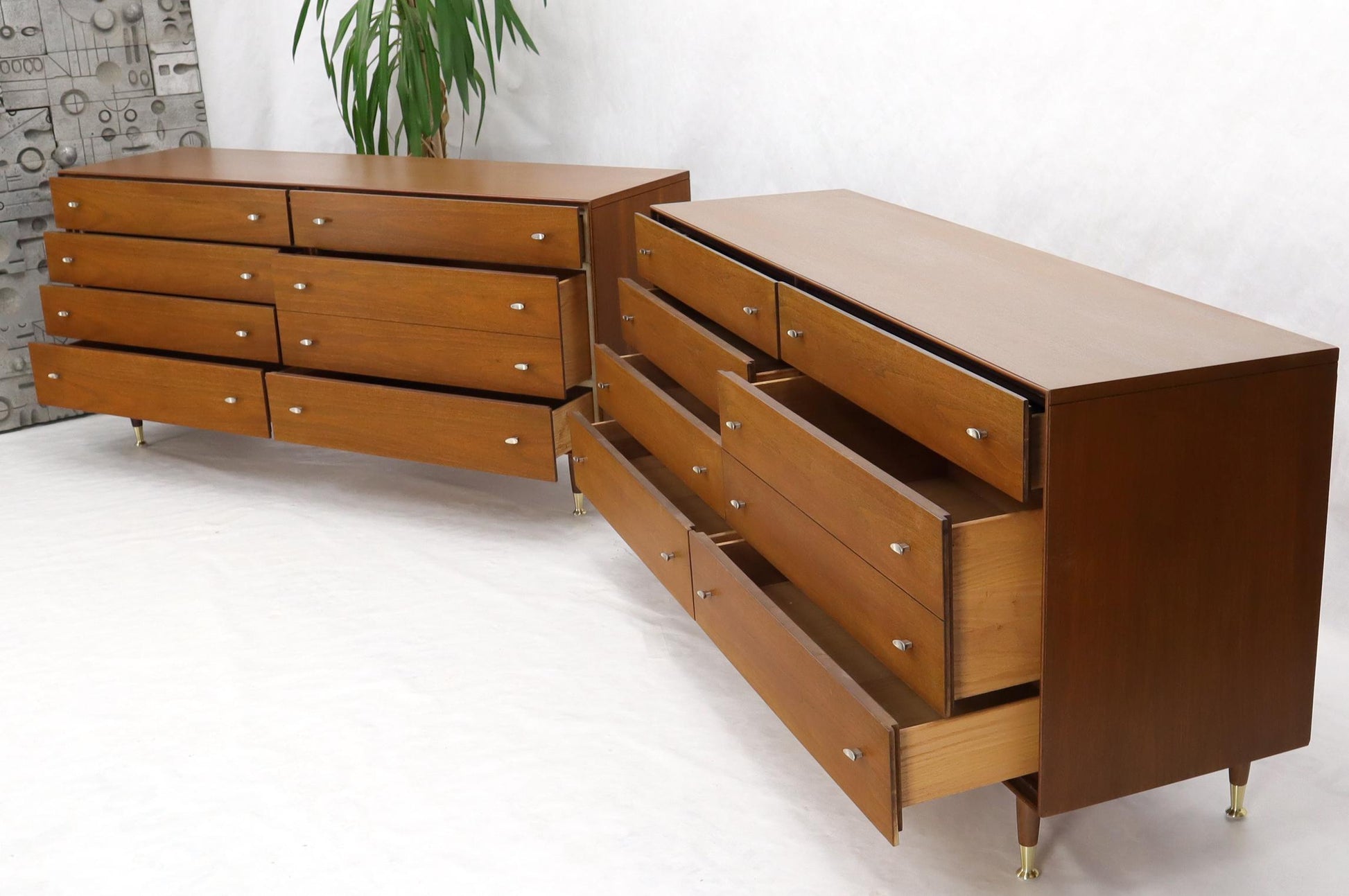 EstablishedLines Pair of Restored Long Walnut Dressers Credenzas
