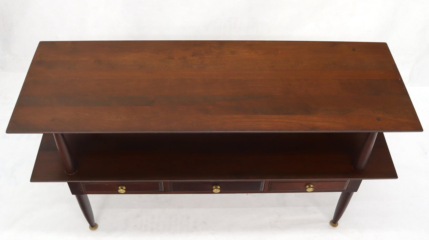 EstablishedLines Solid Cherry Two Tier Three Drawers Console Sofa Table Storage Shelf  Drawers