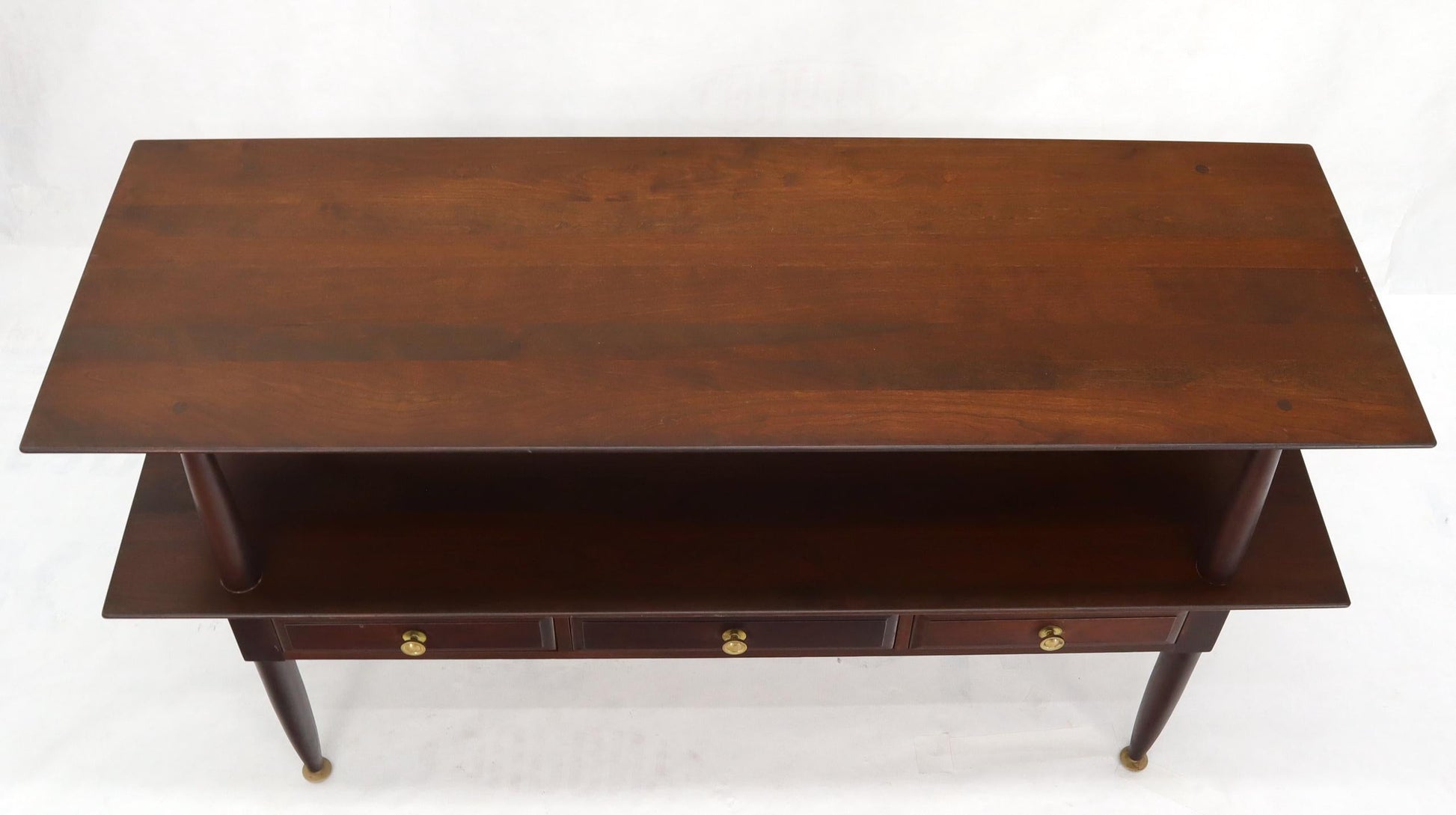 EstablishedLines Solid Cherry Two Tier Three Drawers Console Sofa Table Storage Shelf  Drawers