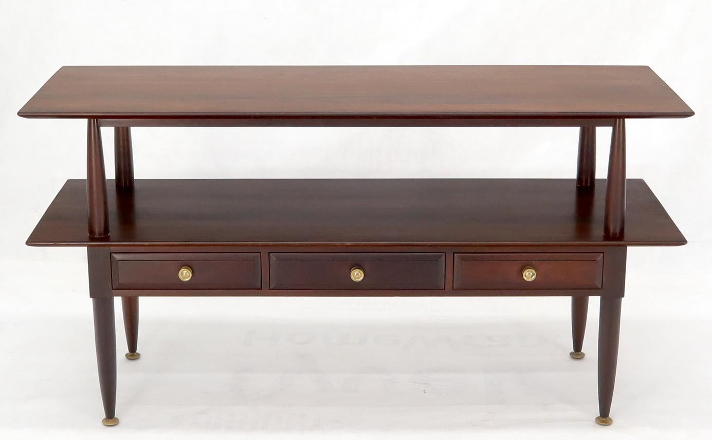 EstablishedLines Solid Cherry Two Tier Three Drawers Console Sofa Table Storage Shelf  Drawers