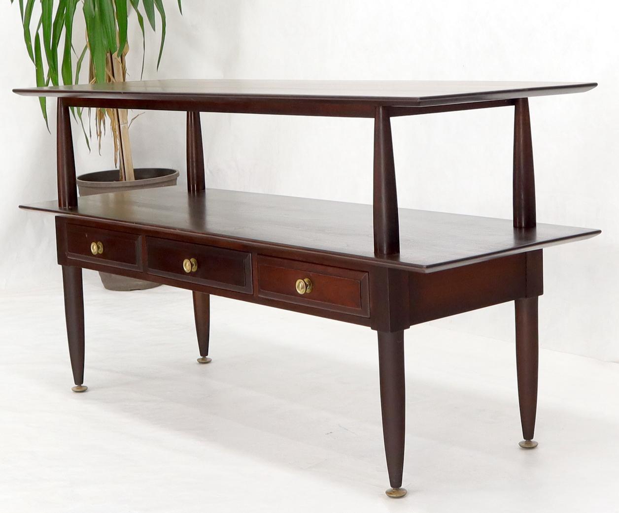 EstablishedLines Solid Cherry Two Tier Three Drawers Console Sofa Table Storage Shelf  Drawers