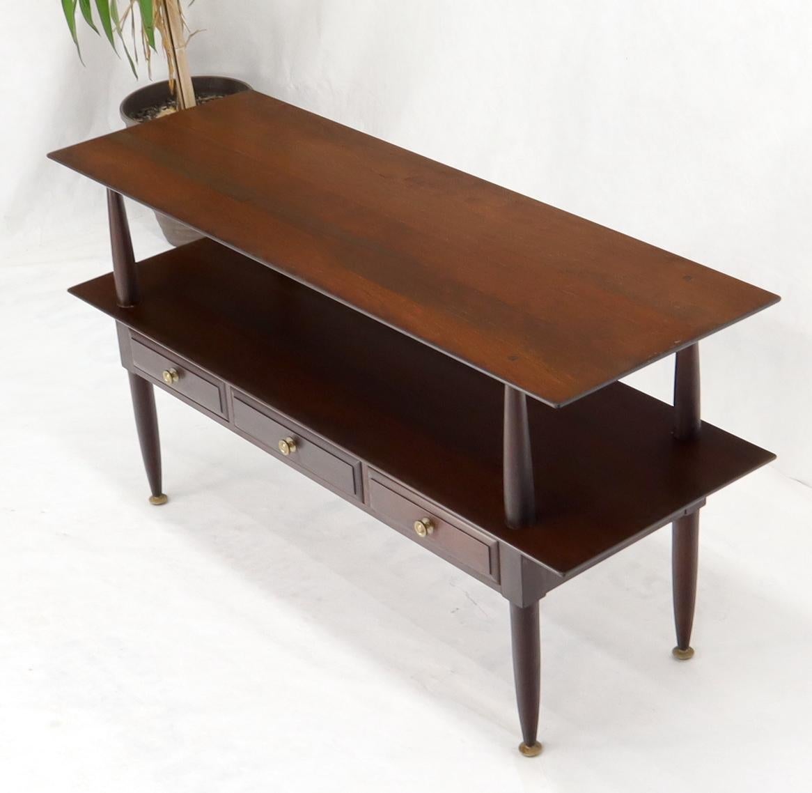 EstablishedLines Solid Cherry Two Tier Three Drawers Console Sofa Table Storage Shelf  Drawers