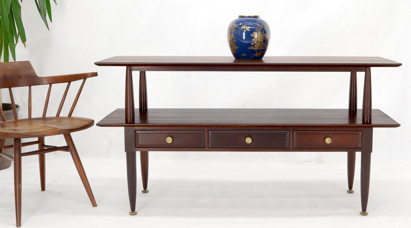 EstablishedLines Solid Cherry Two Tier Three Drawers Console Sofa Table Storage Shelf  Drawers
