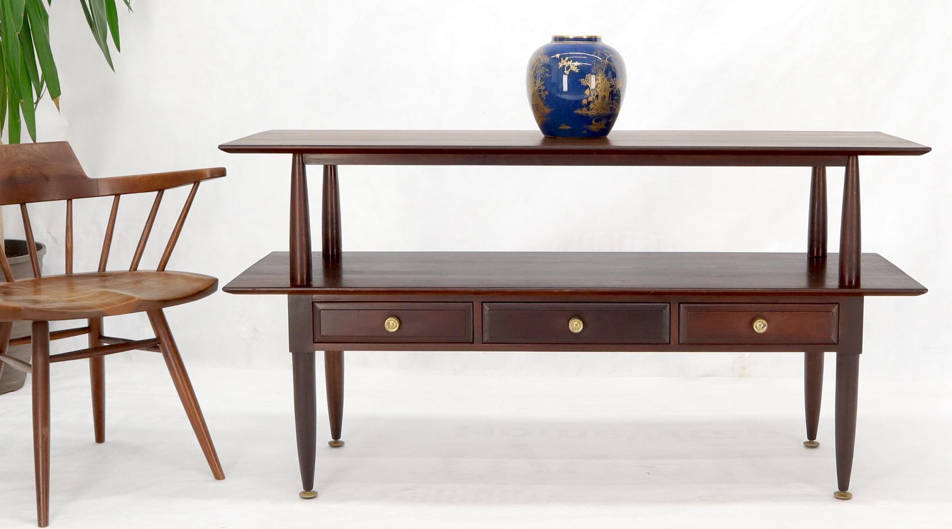 EstablishedLines Solid Cherry Two Tier Three Drawers Console Sofa Table Storage Shelf  Drawers