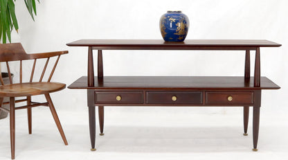 EstablishedLines Solid Cherry Two Tier Three Drawers Console Sofa Table Storage Shelf  Drawers