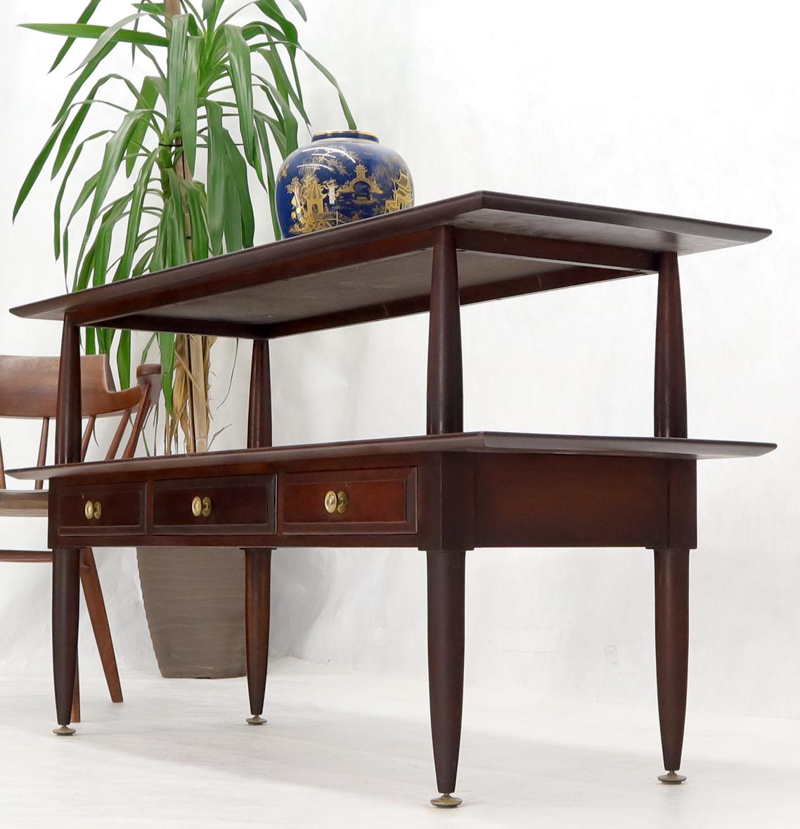 EstablishedLines Solid Cherry Two Tier Three Drawers Console Sofa Table Storage Shelf  Drawers