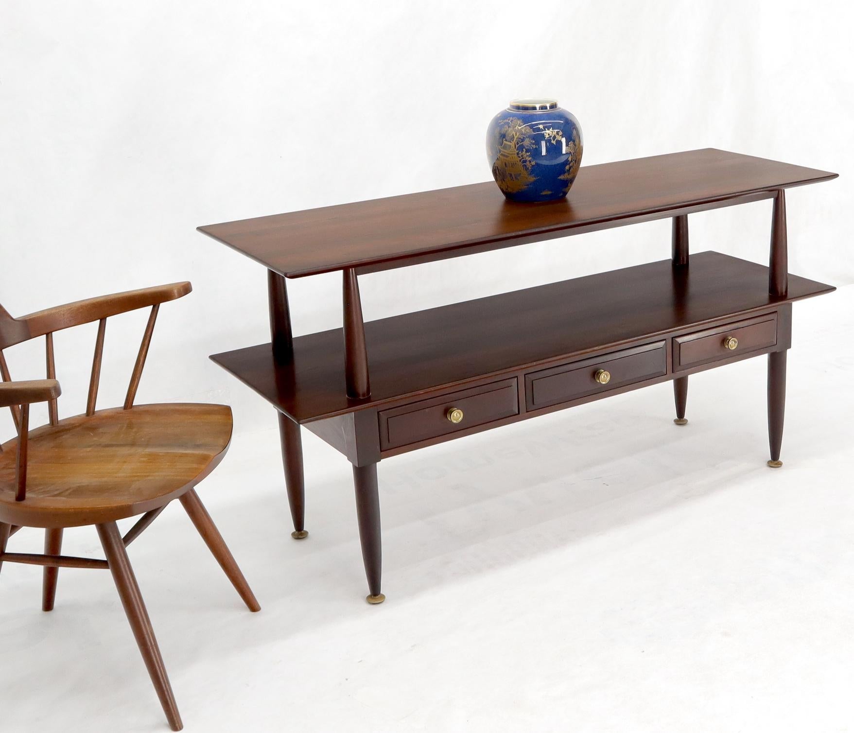 EstablishedLines Solid Cherry Two Tier Three Drawers Console Sofa Table Storage Shelf  Drawers