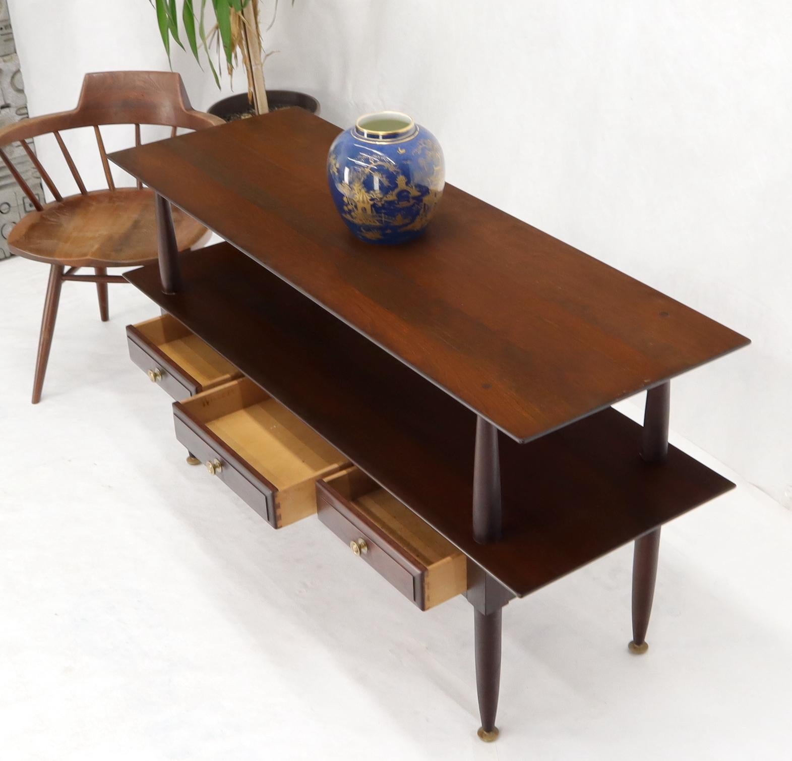 EstablishedLines Solid Cherry Two Tier Three Drawers Console Sofa Table Storage Shelf  Drawers