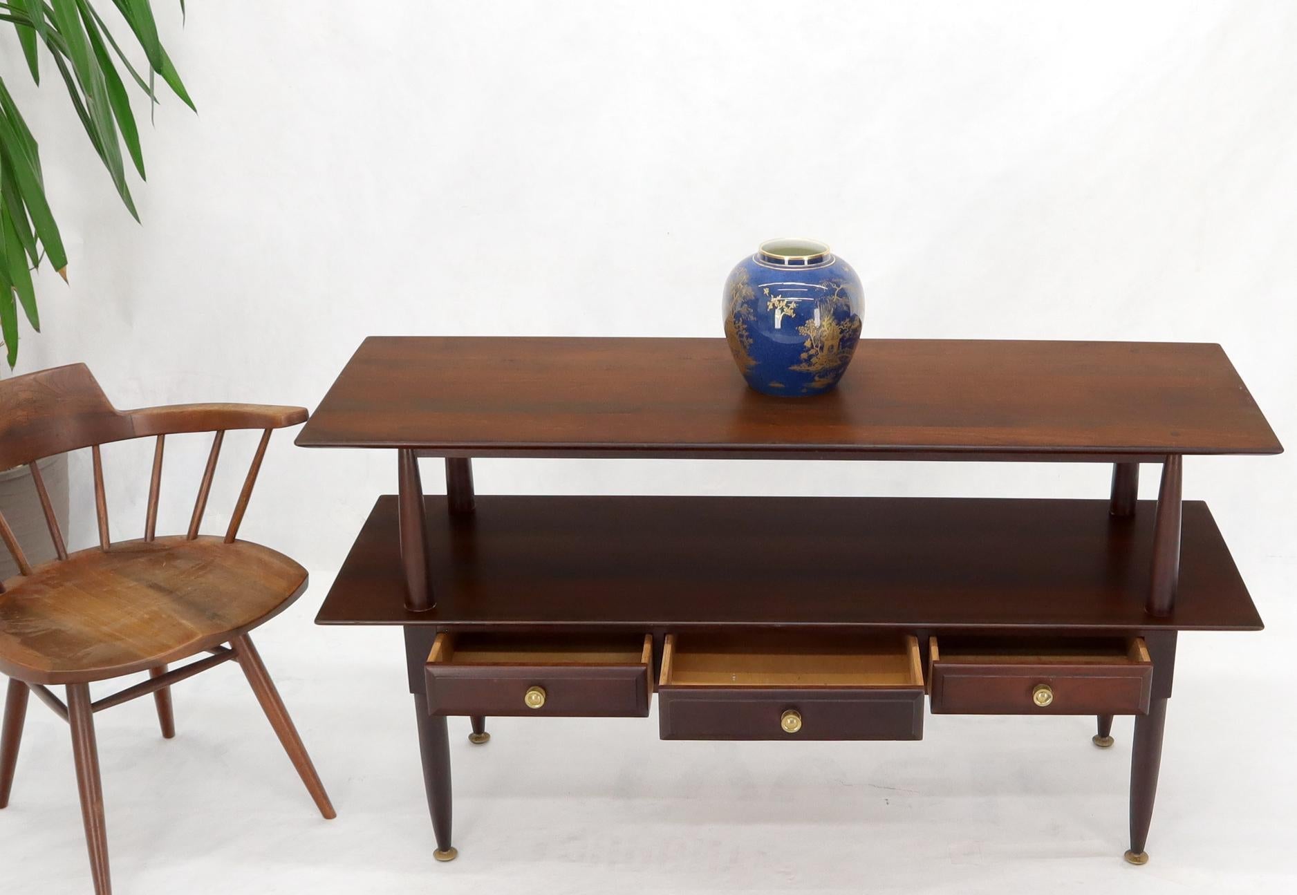 EstablishedLines Solid Cherry Two Tier Three Drawers Console Sofa Table Storage Shelf  Drawers