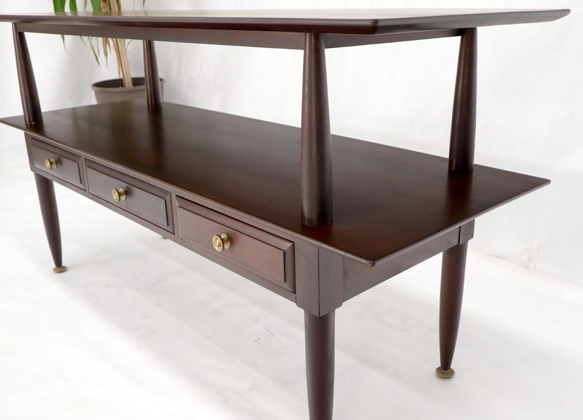 EstablishedLines Solid Cherry Two Tier Three Drawers Console Sofa Table Storage Shelf  Drawers