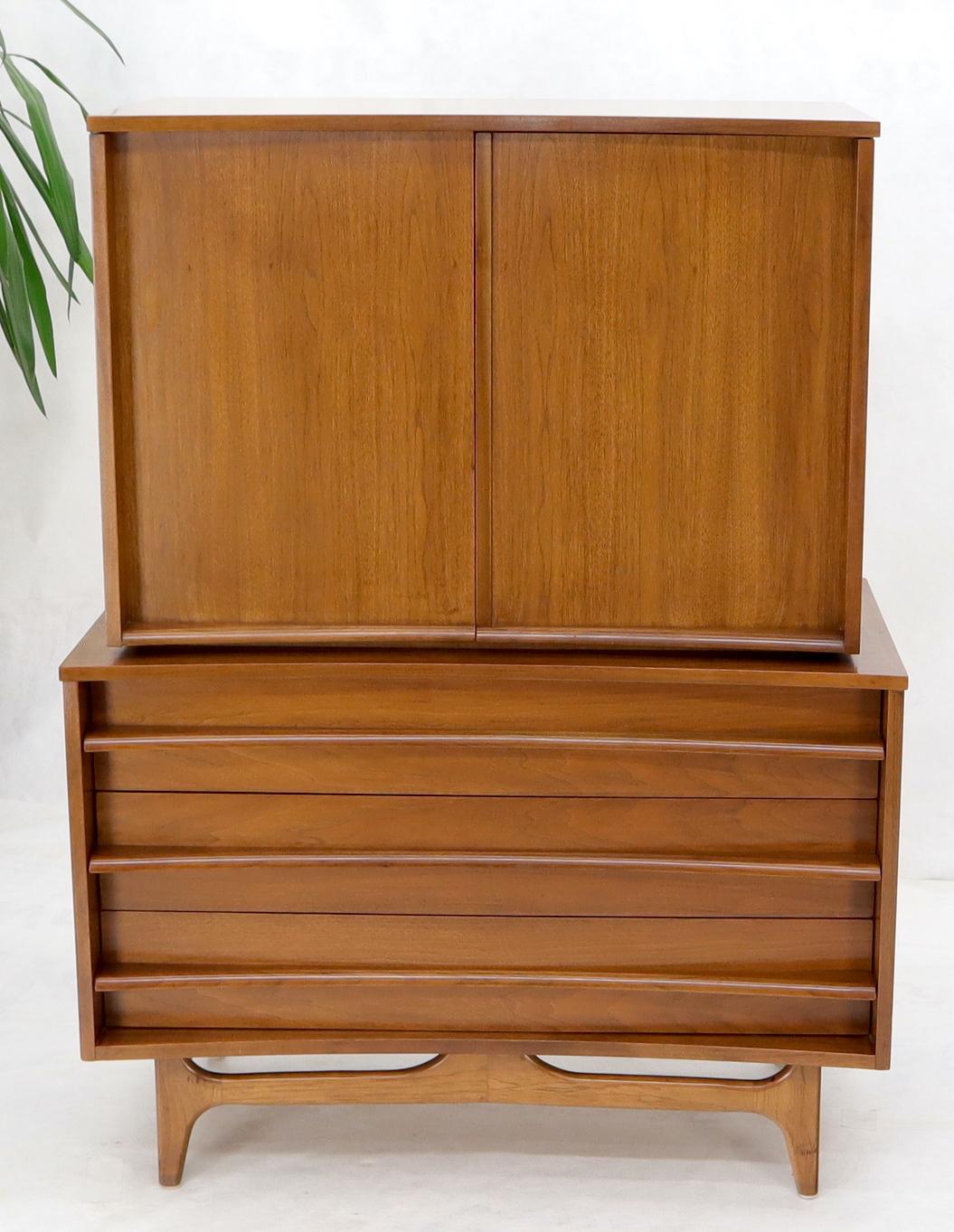 EstablishedLines American Walnut Concave Front Gentleman's Chest Dresser Double Door Compartment