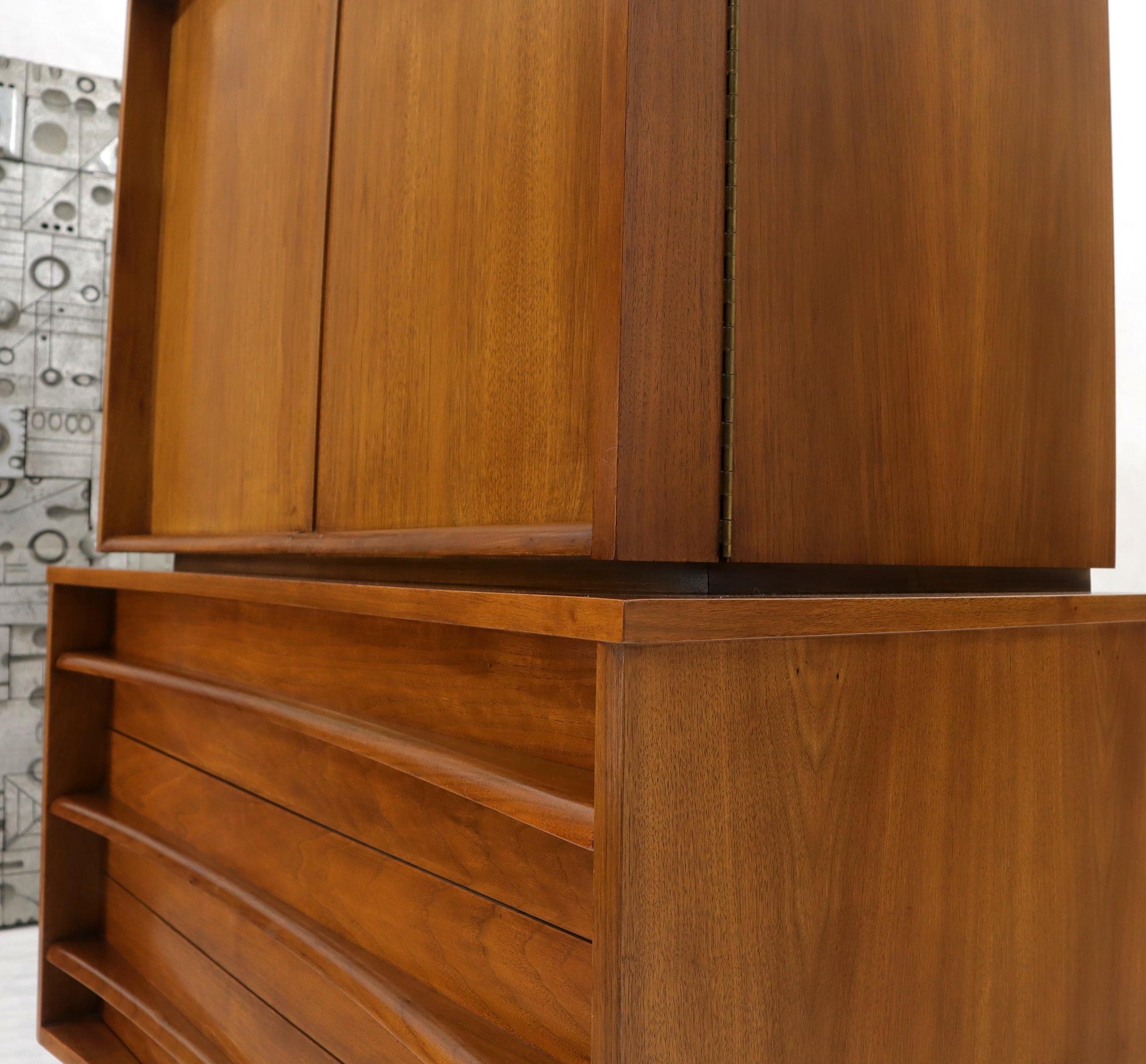 EstablishedLines American Walnut Concave Front Gentleman's Chest Dresser Double Door Compartment