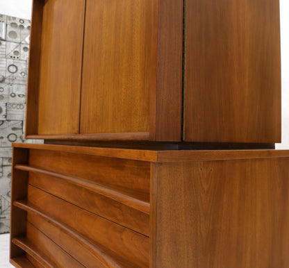 EstablishedLines American Walnut Concave Front Gentleman's Chest Dresser Double Door Compartment