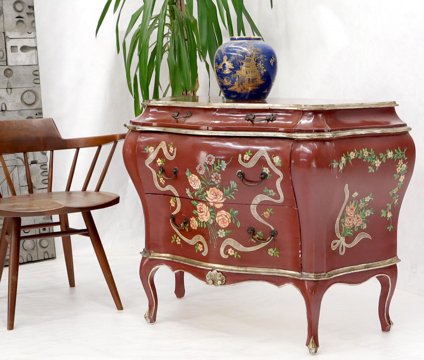 EstablishedLines Red Lacquer Painted Bombay Dresser Chest of Drawers