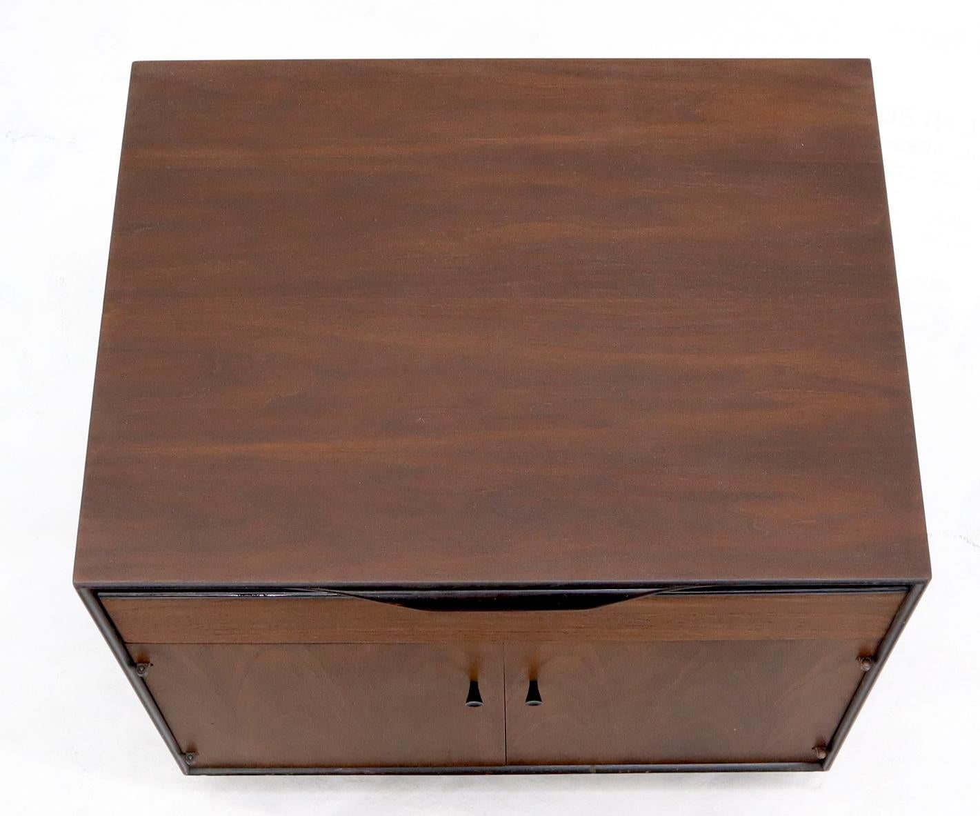 EstablishedLines John Stuart Walnut One Drawer Two Doors Compartment End Table Nightstand