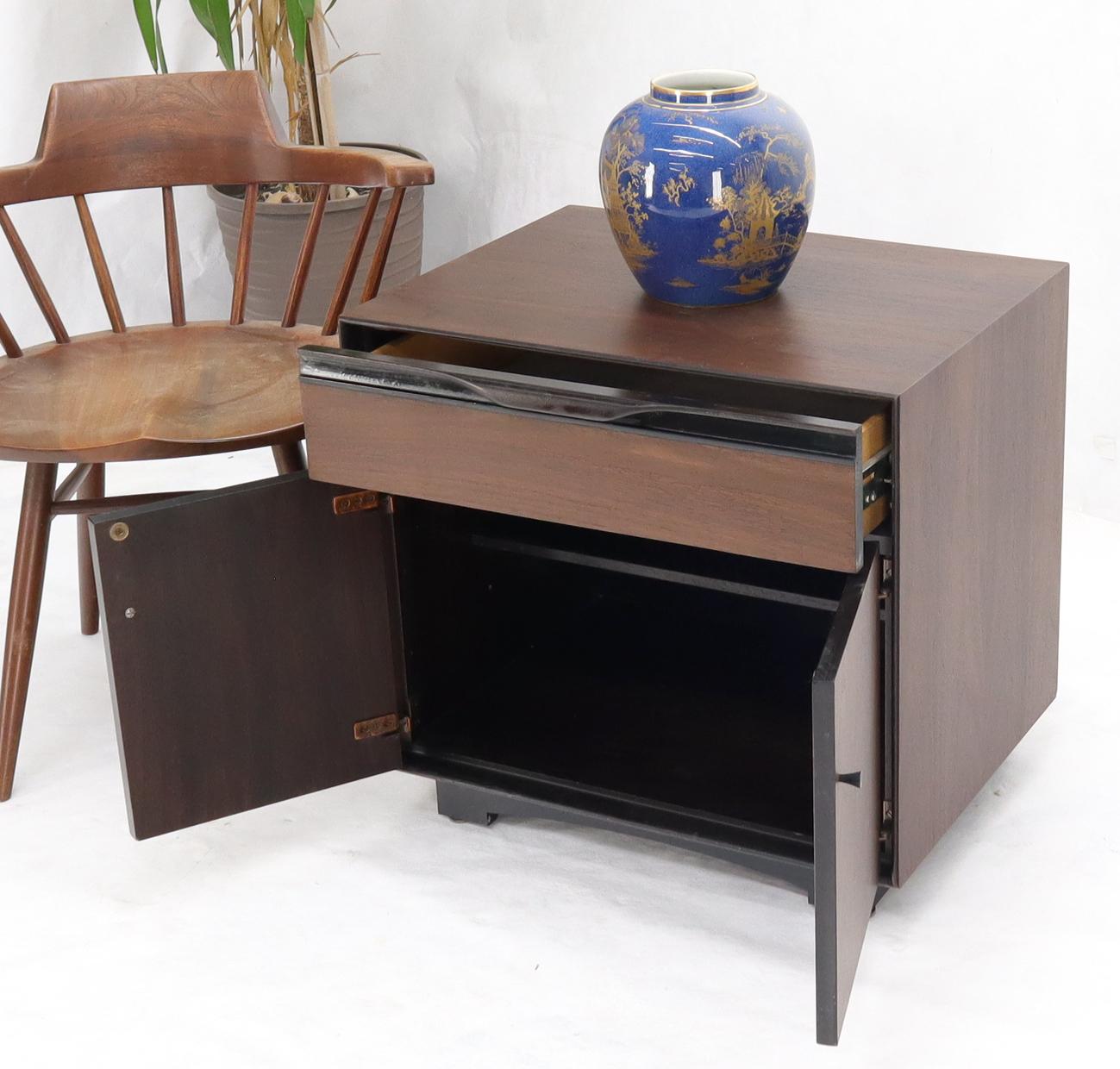 EstablishedLines John Stuart Walnut One Drawer Two Doors Compartment End Table Nightstand